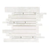 White marble mosaic tile from Bianco Congelato Manhattan Random-Strip Mosaic Dolomite Leathered