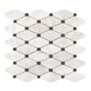 Mosaic tile sheet featuring diamond and square shapes in Bianco Congelato Octave design