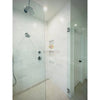 Modern white marble shower featuring Bianco Dolomite 1/2X12 Pencil Liner