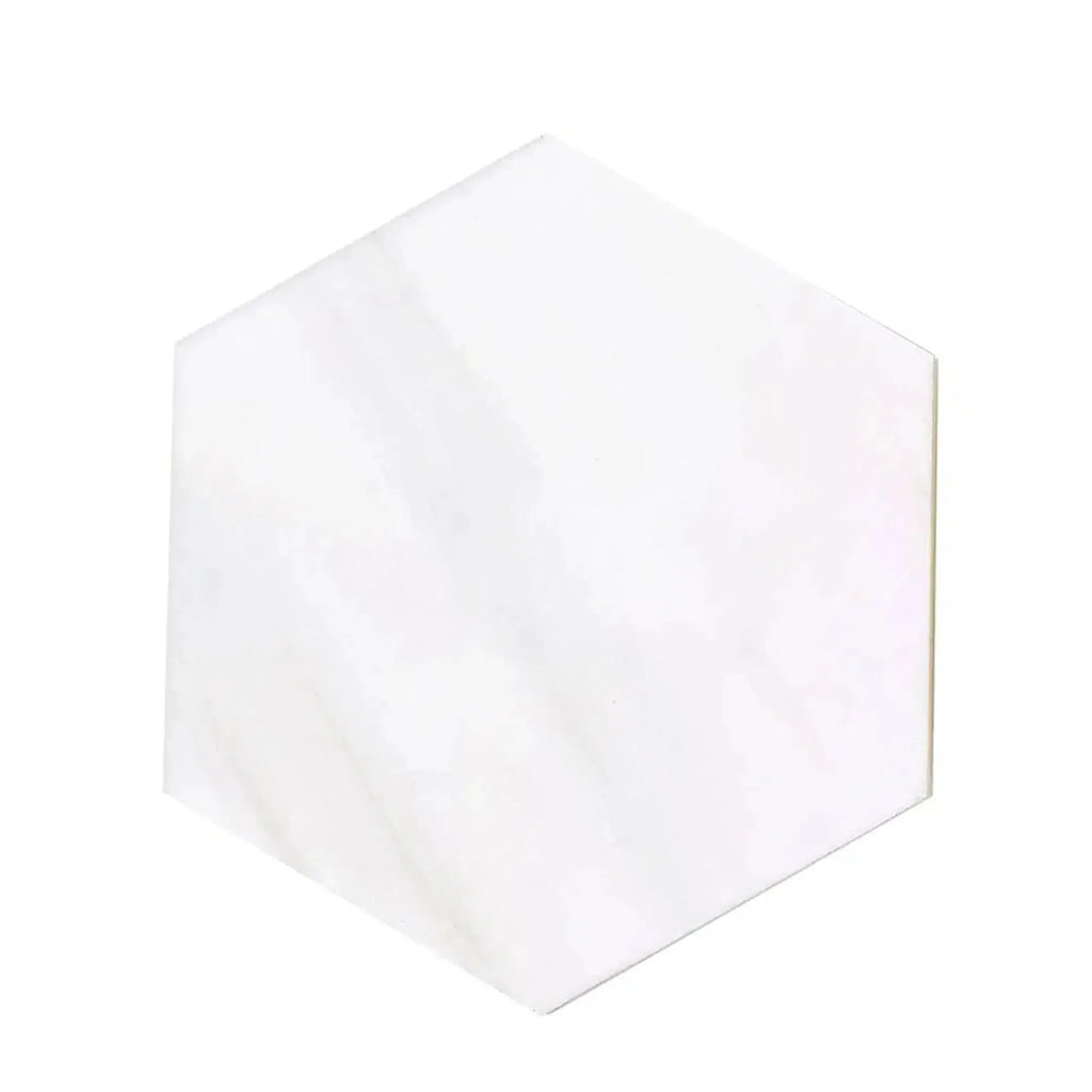 Bianco Dolomite 10-inch hexagon polished marble tile in elegant white design