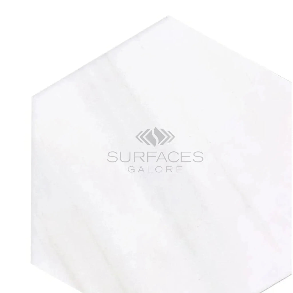 Bianco Dolomite 10 Inch Hexagon Mosaic Marble in Polished or Honed Finish