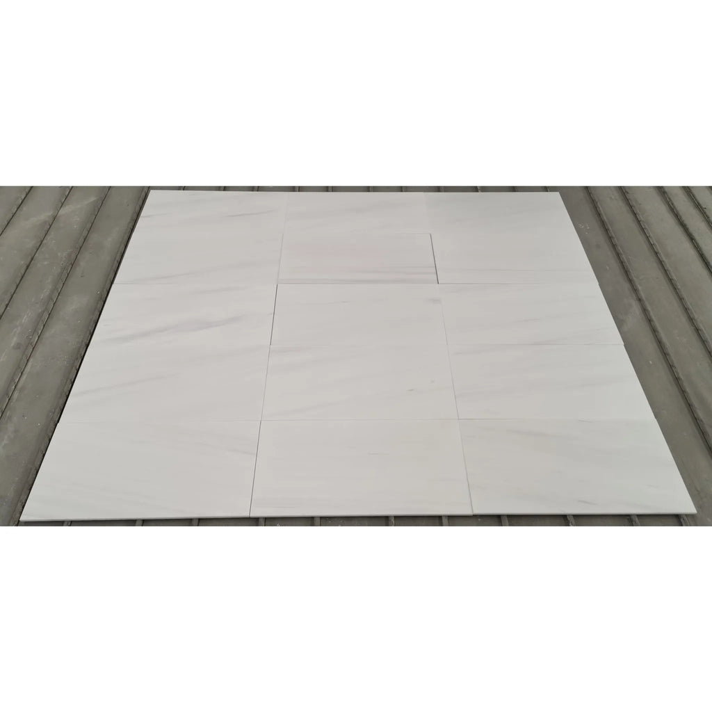 Arrangement of Bianco Dolomite 12X12 Marble Polished or Honed light-colored tiles