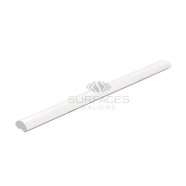 White quarter-round molding from Bianco Dolomite 1X12 marble trim liner