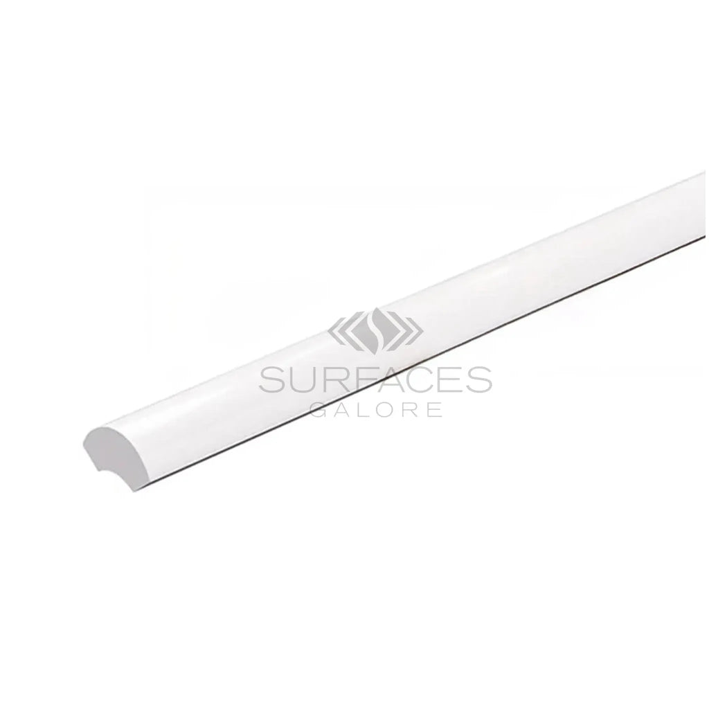 White quarter-round molding of Bianco Dolomite marble trim liner polished or honed