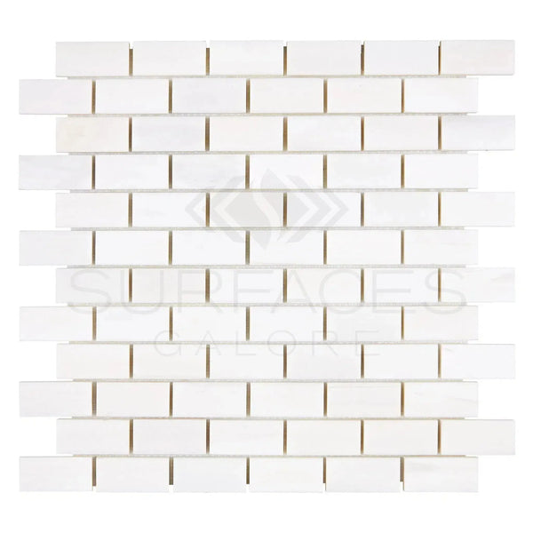 Bianco Dolomite White Brick Mosaic Tile Sheet in Polished or Honed Finish