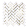 Bianco Dolomite White Dolomite 1X2 Herringbone Mosaic Marble Tile Pattern