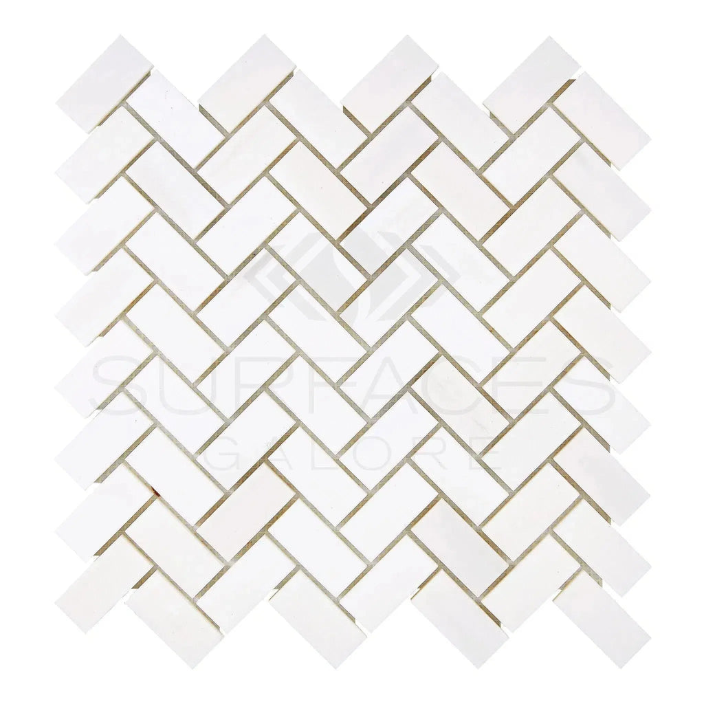 Bianco Dolomite White Dolomite 1X2 Herringbone Mosaic Marble Tile Pattern