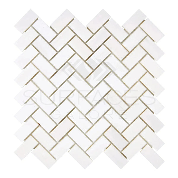 Bianco Dolomite White Dolomite 1X2 Herringbone Mosaic Marble Tile Pattern