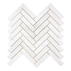 White herringbone tile pattern in Bianco Dolomite 1X4 Mosaic Marble Polished or Honed