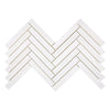 White herringbone tile pattern of Bianco Dolomite 1X6 Mosaic Marble Polished or Honed