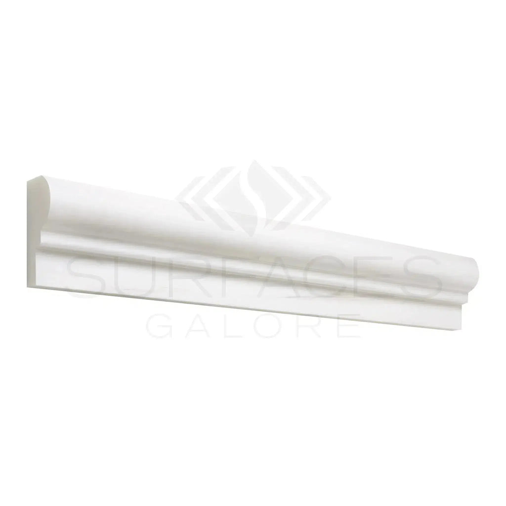 White decorative molding in Bianco Dolomite 2X12 Single-Step Chair Rail Trim