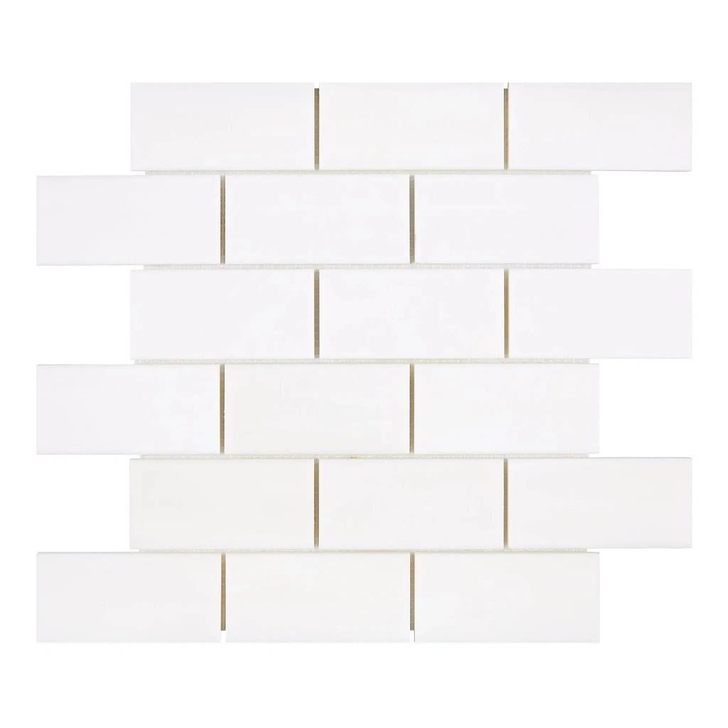 Bianco Dolomite 2X4 Brick Mosaic Marble in polished white brick mosaic tile design