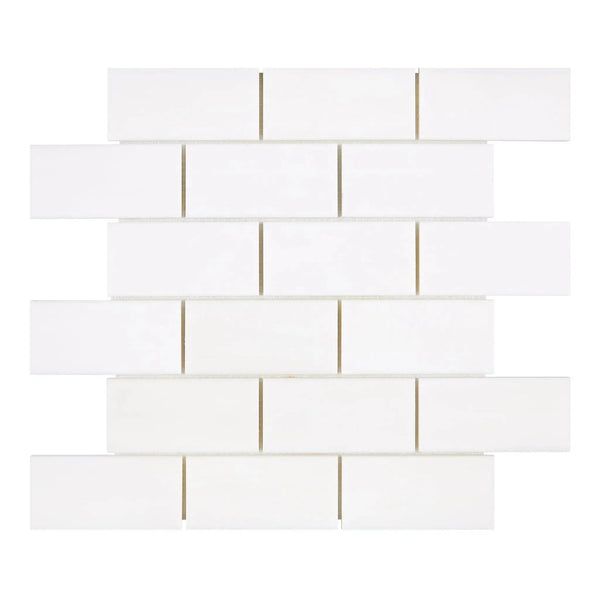 Bianco Dolomite 2X4 Brick Mosaic Marble in polished white brick mosaic tile design