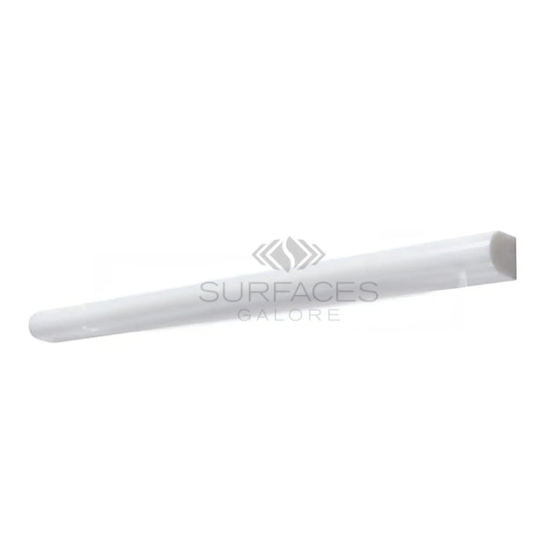 Bianco Dolomite White Pencil Tile in Polished or Honed 3/4X12 Bullnose Liner Marble