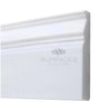 White decorative molding on Bianco Dolomite baseboard trim, polished marble finish