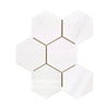 White hexagon tile mosaic in Bianco Dolomite 4 inch polished marble