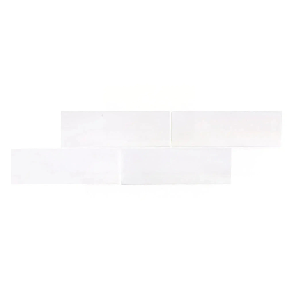 White rectangular Bianco Dolomite 4X12 marble tiles in polished or honed finish