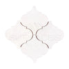 White Arabesque tile arrangement featuring Bianco Dolomite 6-inch Lantern Mosaic