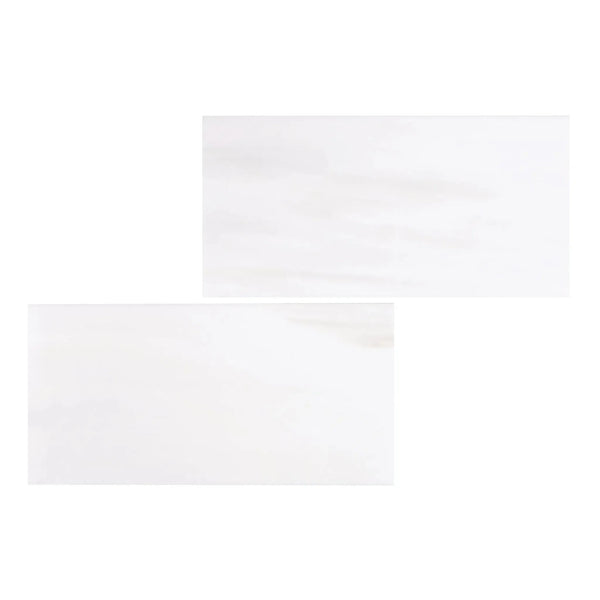 Bianco Dolomite 6X12 Marble Polished or Honed featuring two white rectangular tiles