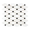 White and black geometric tile pattern on Bianco Dolomite Octagon with Blue-Gray Mosaic