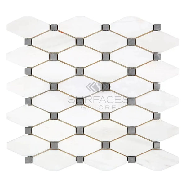 Bianco Dolomite White Diamond Mosaic Tile in Polished or Honed Finish