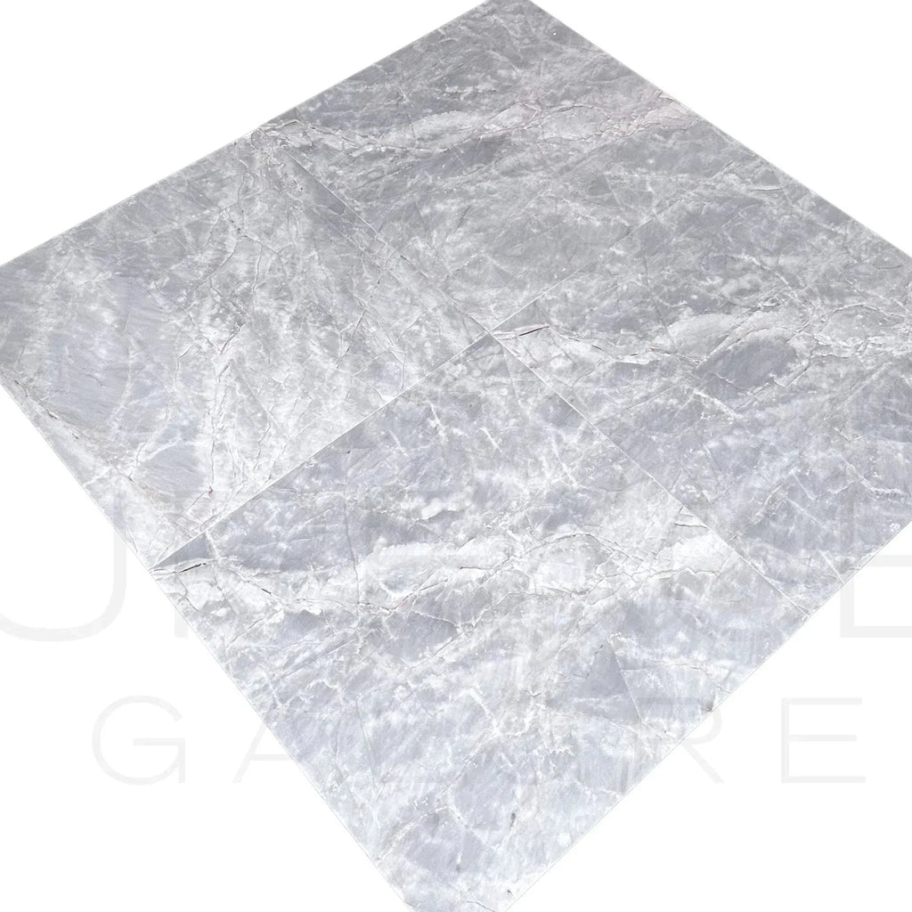 Gray marble tile pattern on Blue Jade / Blue White Marble 24X24 Polished Tile