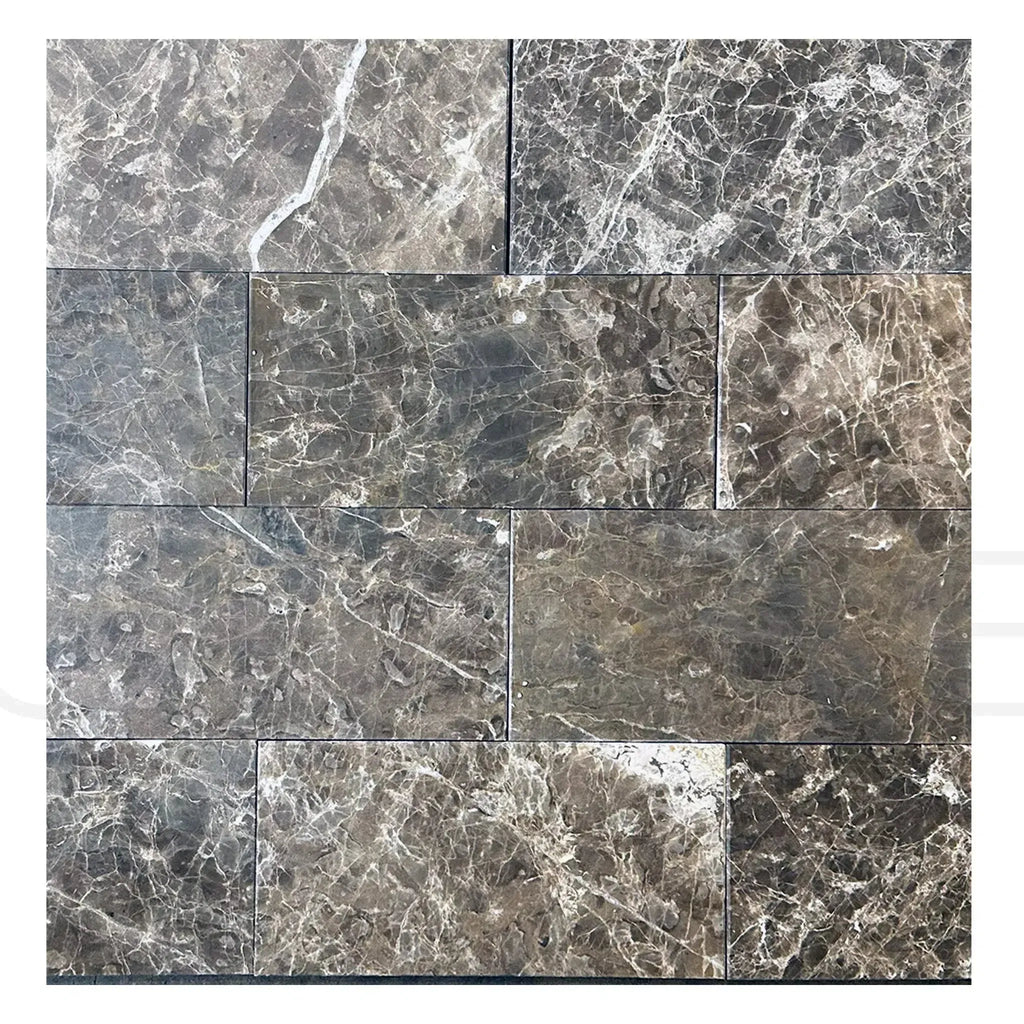 Gray marble tile mosaic in Cafe Emperador 6X12 Polished Tile Clearance Sale