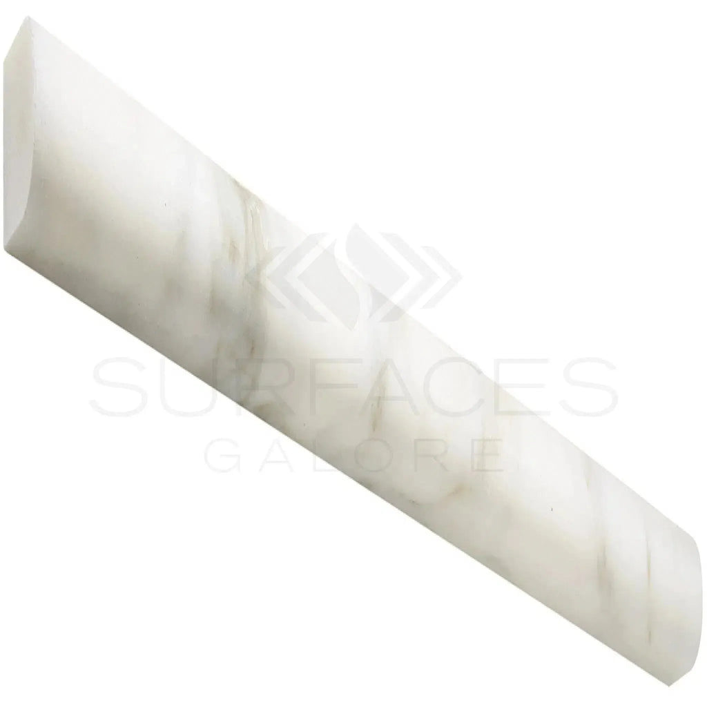 Calacatta Gold 1/2X12 Pencil Liner Polished or Honed in white marble tile