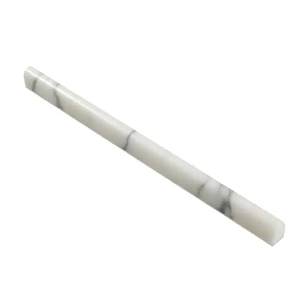 Calacatta Gold 1/2X12 Pencil Liner Polished or Honed White Marble Tile Design