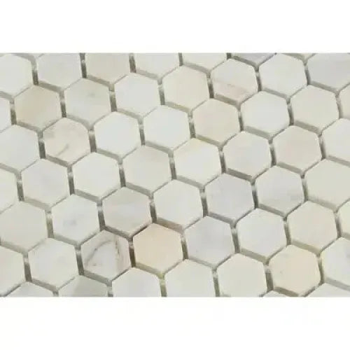 Honeycomb patterned Calacatta Gold 1’’ Hexagon Mosaic Marble Tile polished or honed