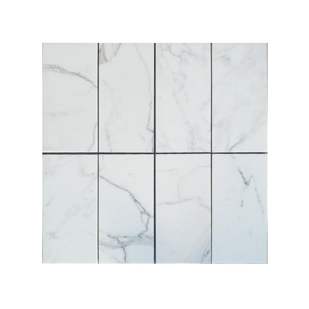 Calacatta Gold 1 inch Hexagon Mosaic Marble Tile in polished or honed white marble pattern