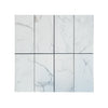 Calacatta Gold 1X1 Mosaic Marble Tile in polished finish with white marble pattern