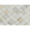 White and beige diamond tile mosaic of Calacatta Gold 1X1 Marble Tile Polished or Honed