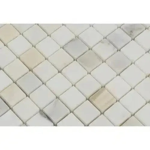 Diamond-patterned Calacatta Gold 1X1 Mosaic Marble Tile in polished or honed finish