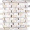 Calacatta Gold 1X2 Brick Mosaic Marble Tile in polished and honed white marble design