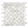 Calacatta Gold 1X2 Brick Mosaic Marble Tile in polished and honed white marble finish