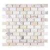 Calacatta Gold 1X2 Brick Mosaic Marble Tile in polished and honed white marble finish