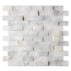 Calacatta Gold 1X2 Brick Split-Faced Mosaic Marble Tile in white marble brick design