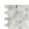 Calacatta Gold 1x2 Brick Split-Faced Mosaic Marble Tile in White Marble Wall Design