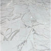 Calacatta Gold 1X2 Diamond Rhomboid Mosaic Marble Tile displayed on a white marble floor