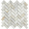 Calacatta Gold 1X2 Herringbone Mosaic Marble Tile in polished or honed finish