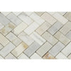 Calacatta Gold 1X2 Herringbone Mosaic Marble Tile Polished or Honed pattern display