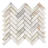 Calacatta Gold 1X3 Herringbone Mosaic Marble Tile in polished and honed finish