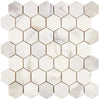 Calacatta Gold 2 Inch Hexagon Mosaic Marble Tile Sheet in Polished or Honed Finish