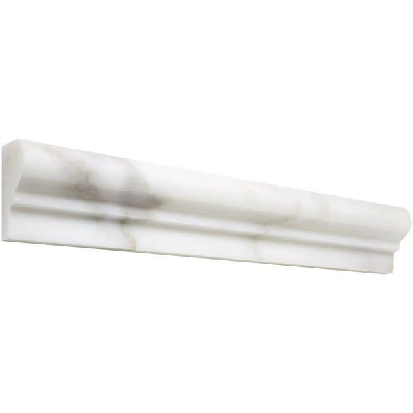 Calacatta Gold 2X12 OG-1 White Marble Molding Single-Step Chair Rail Trim Polished Finish