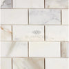 White Marble Subway Tile in Calacatta Gold 2X4 Brick Mosaic Polished or Honed Finish