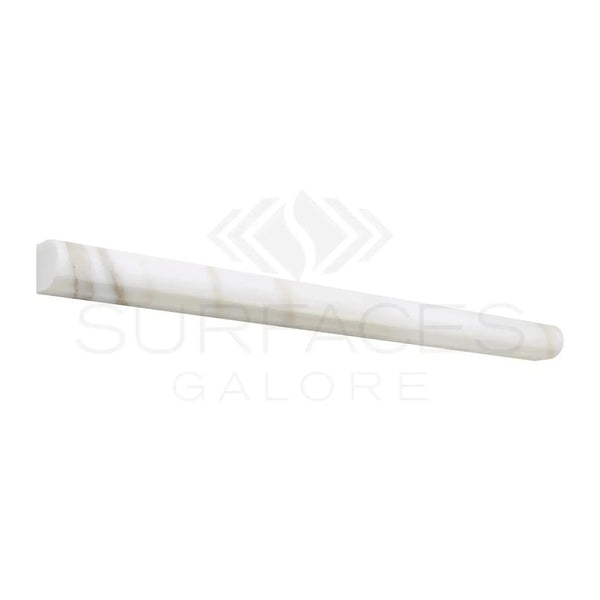 Calacatta Gold 3/4X12 Bullnose Liner Polished or Honed White Marble Pencil Tile