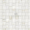 White mosaic tile pattern in Calacatta Gold 3-D Small-Bread Marble Tile