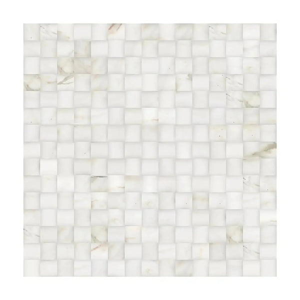 Calacatta Gold 3-D Small-Bread Mosaic Marble Tile Polished or Honed White Sheet