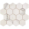 Calacatta Gold 3-inch Hexagon Mosaic Marble Tile in polished and honed finish